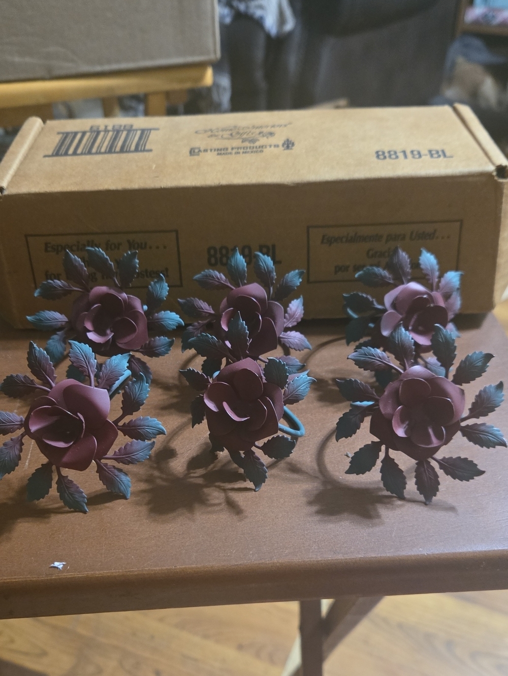 Home Interiors Rose Metal Napkin Ring Holders Set Of 6